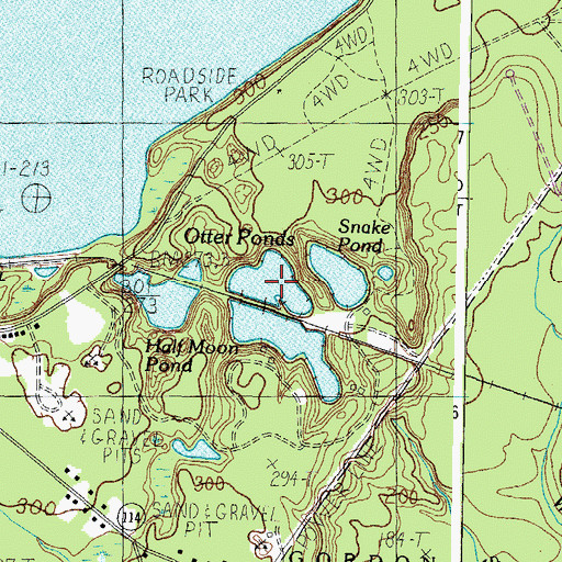 Topographic Map of Otter Ponds, ME