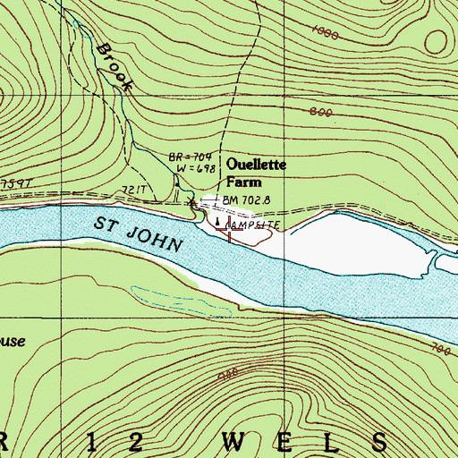 Topographic Map of Ouellette Farm, ME