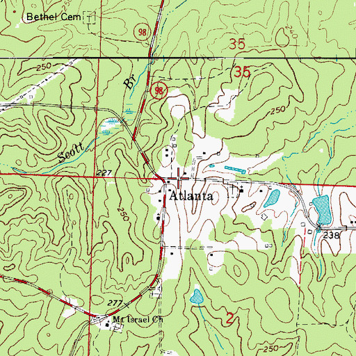 Topographic Map of Atlanta, AR