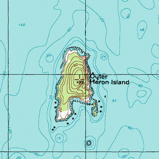 Topographic Map of Outer Heron Island, ME