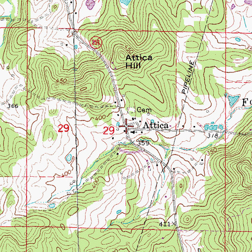 Topographic Map of Attica, AR