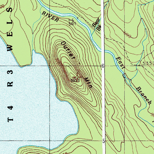 Topographic Map of Outlet Mountain, ME