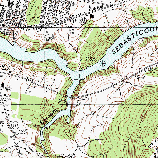 Topographic Map of Outlet Stream, ME