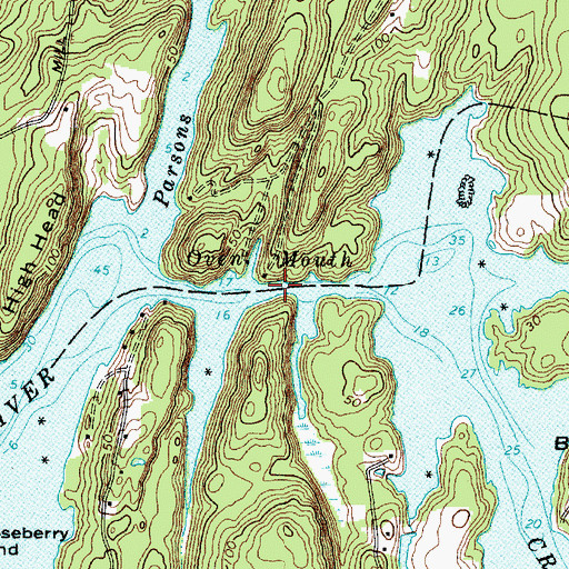 Topographic Map of Oven Mouth, ME