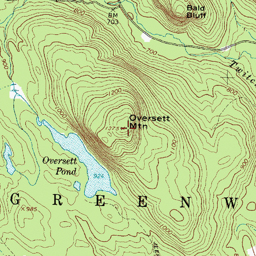 Topographic Map of Oversett Mountain, ME
