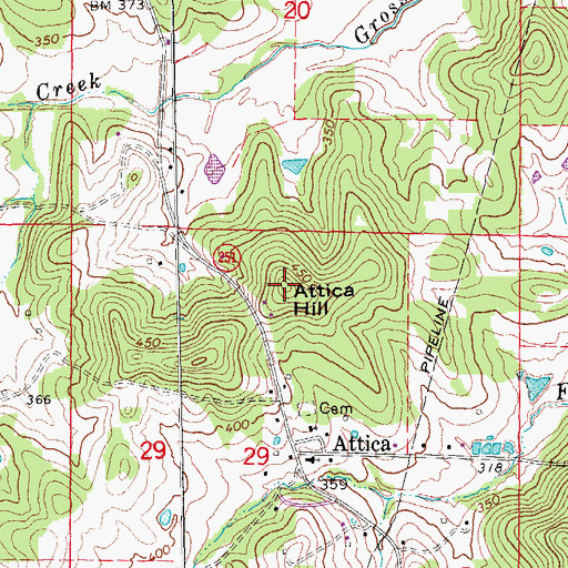 Topographic Map of Attica Hill, AR
