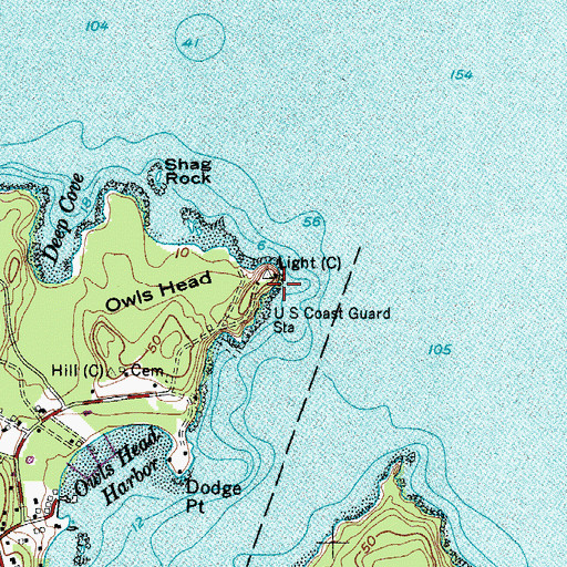 Topographic Map of Owls Head, ME