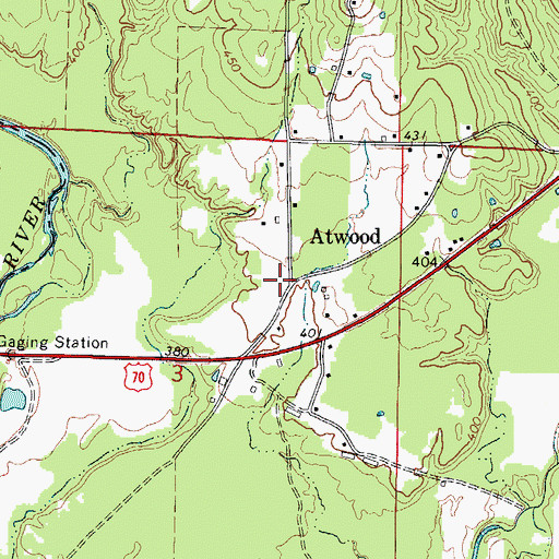Topographic Map of Atwood, AR