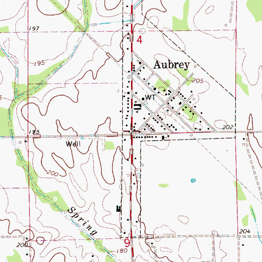 Topographic Map of Aubrey, AR