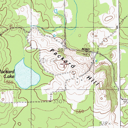 Topographic Map of Packard Hill, ME