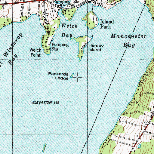 Topographic Map of Packards Ledge, ME