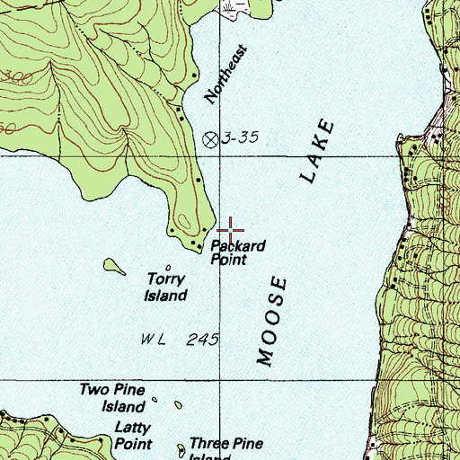 Topographic Map of Packard Point, ME