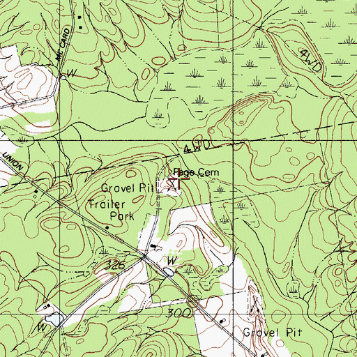 Topographic Map of Page Cemetery, ME