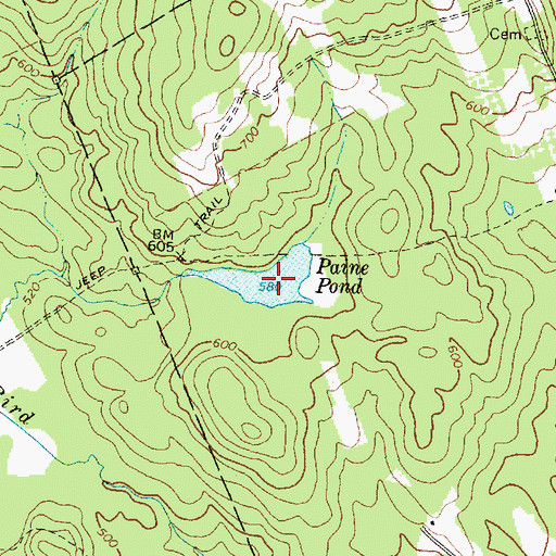 Topographic Map of Paine Pond, ME