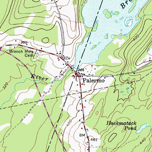 Topographic Map of Palermo, ME