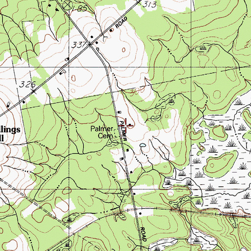 Topographic Map of Palmer Cemetery, ME