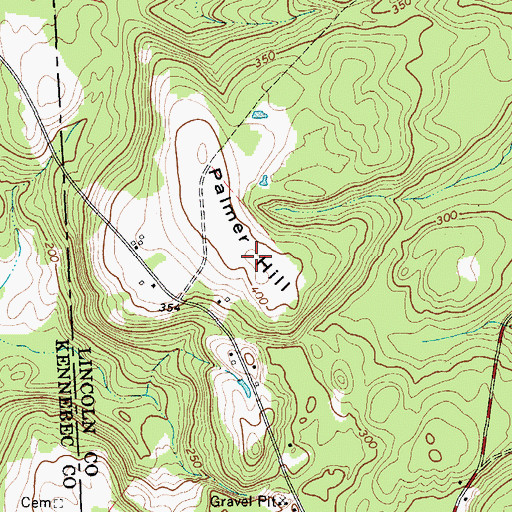 Topographic Map of Palmer Hill, ME