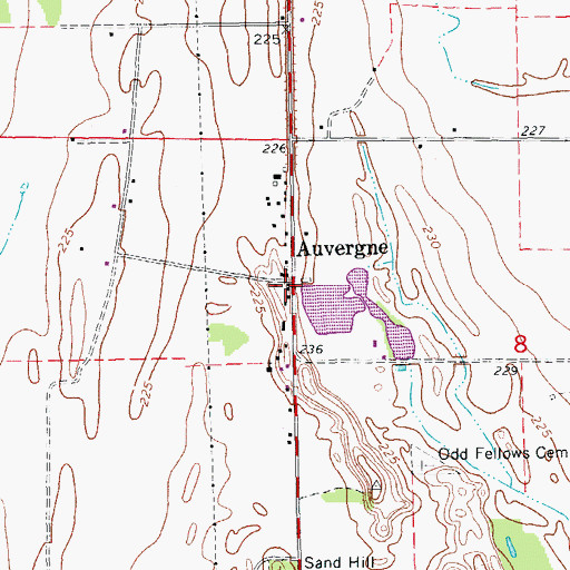 Topographic Map of Auvergne, AR