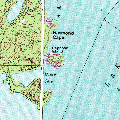 Topographic Map of Papoose Island, ME