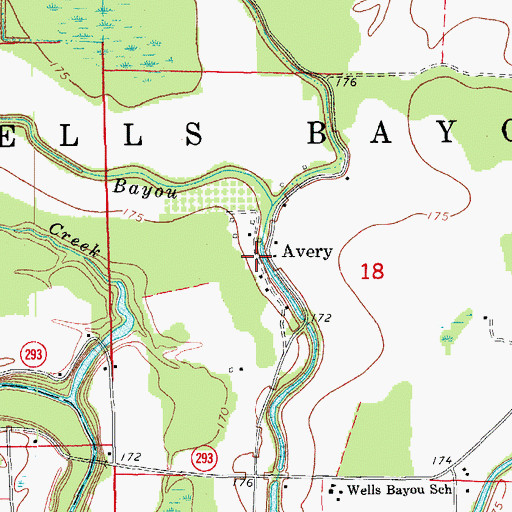 Topographic Map of Avery, AR