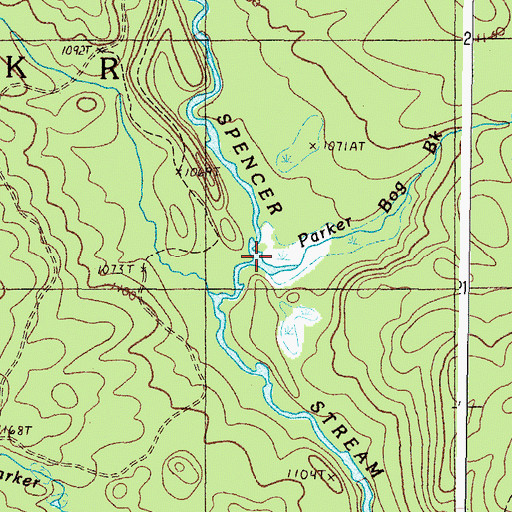 Topographic Map of Parker Bog Brook, ME