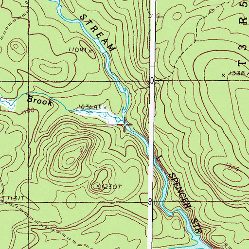 Topographic Map of Parker Brook, ME