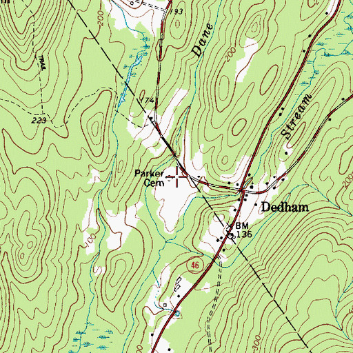 Topographic Map of Parker Cemetery, ME