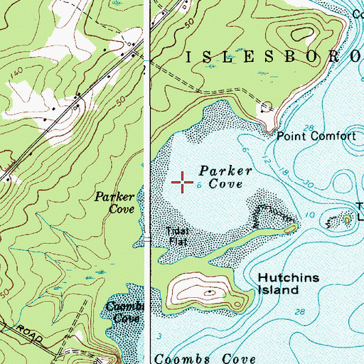 Topographic Map of Parker Cove, ME
