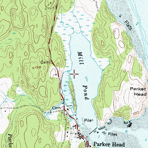 Topographic Map of Parker Head Creek, ME