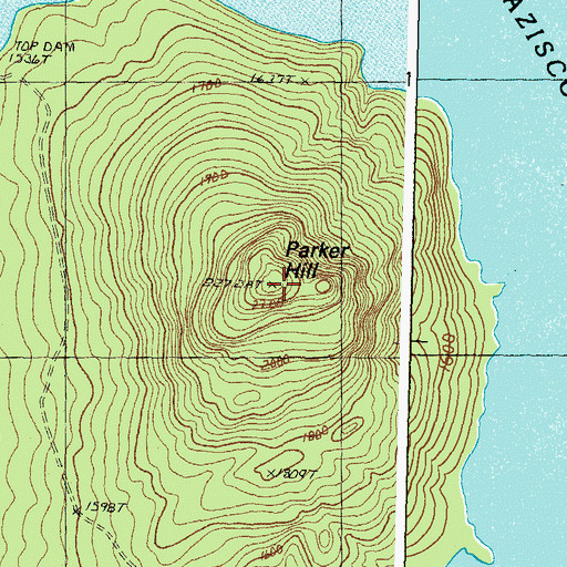 Topographic Map of Parker Hill, ME