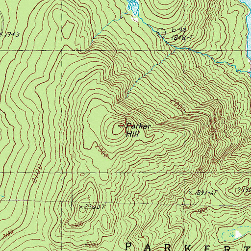 Topographic Map of Parker Hill, ME