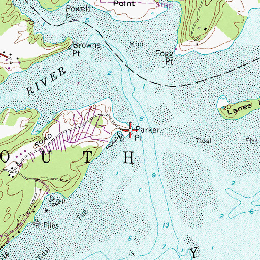 Topographic Map of Parker Point, ME