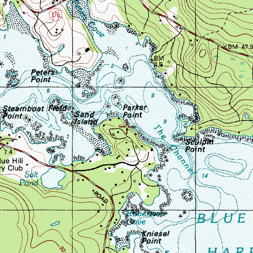 Topographic Map of Parker Point, ME