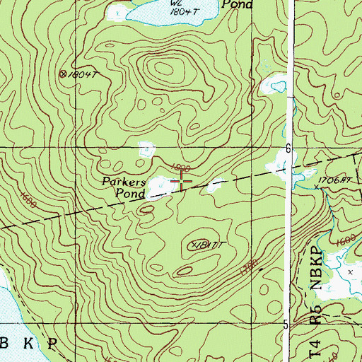 Topographic Map of Parkers Pond, ME