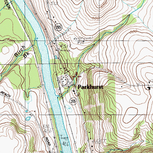 Topographic Map of Parkhurst, ME