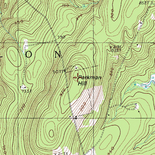 Topographic Map of Parkman Hill, ME