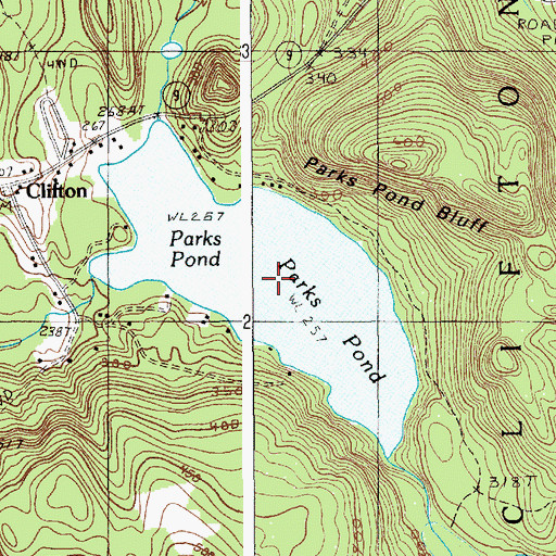 Topographic Map of Parks Pond, ME