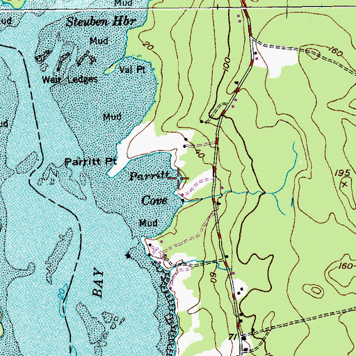 Topographic Map of Parrit Cove, ME