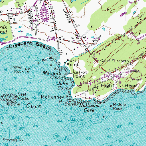 Topographic Map of Parrot Point, ME
