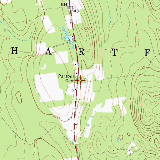 Topographic Map of Parsons Cemetery, ME