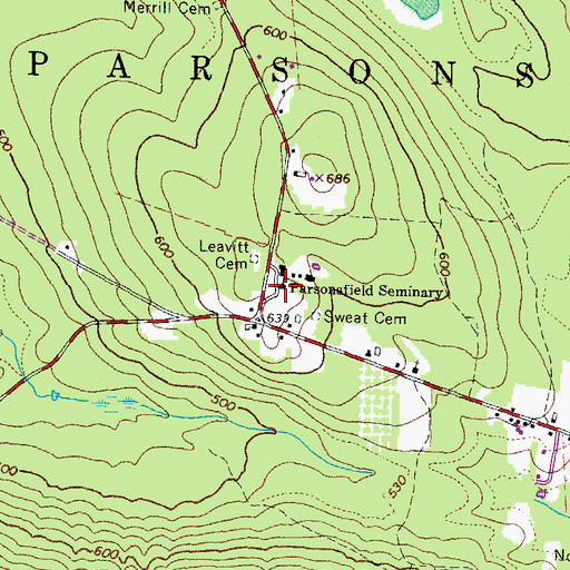 Topographic Map of Parsonsfield Seminary, ME