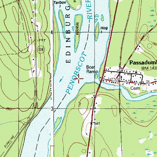 Topographic Map of Passadumkeag River, ME
