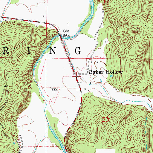 Topographic Map of Baker Hollow, AR