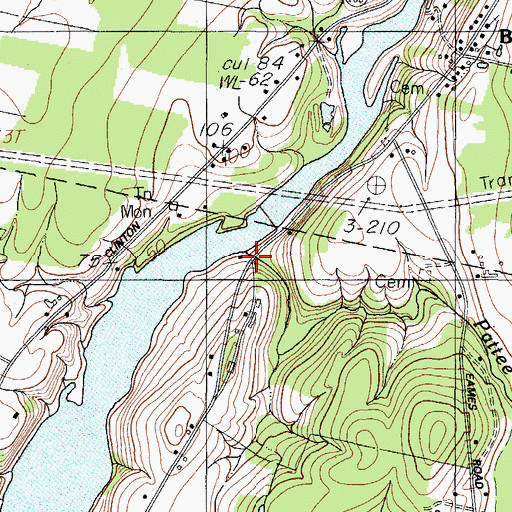 Topographic Map of Pattee Pond Brook, ME