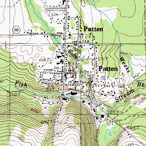 Topographic Map of Patten, ME