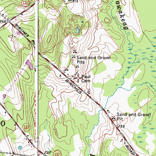 Topographic Map of Paul Cemetery, ME
