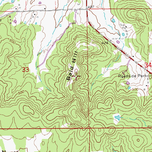 Topographic Map of Bald Hill, AR