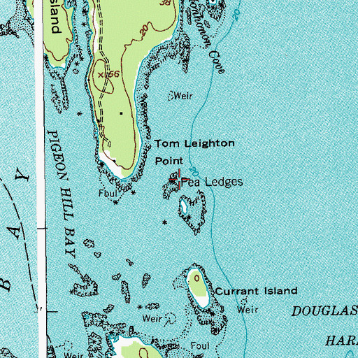Topographic Map of Pea Ledges, ME