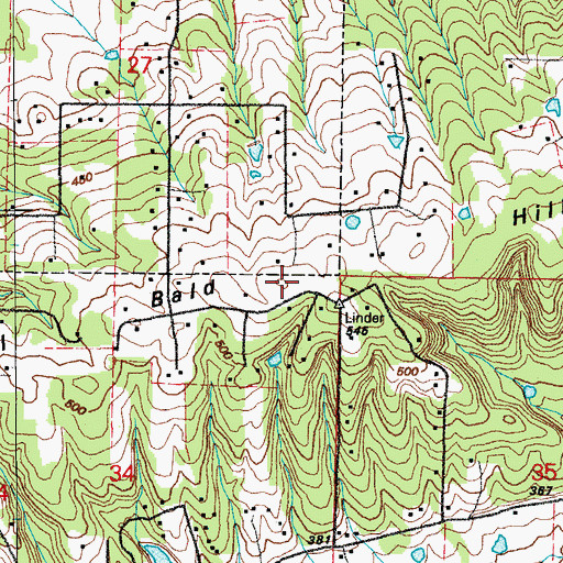 Topographic Map of Bald Hill, AR