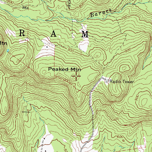 Topographic Map of Peaked Mountain, ME